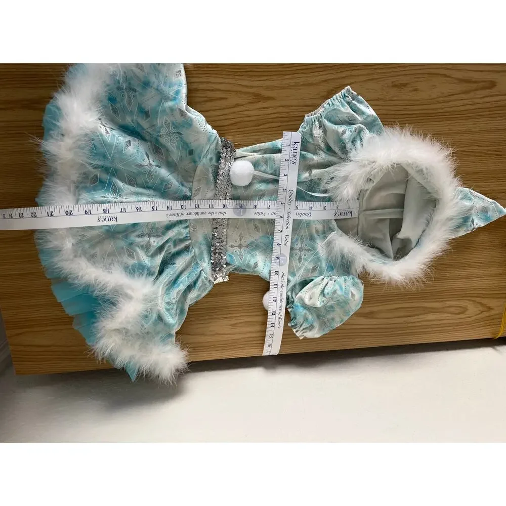 Girls Ice Princess Snow Queen Winter Recital Costume Faux Fur Cape Dress Set Lg